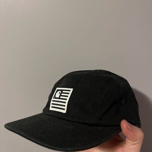 Carhartt WIP State Starter Cap Black Logo 5 Panel Cotton Twill Hat